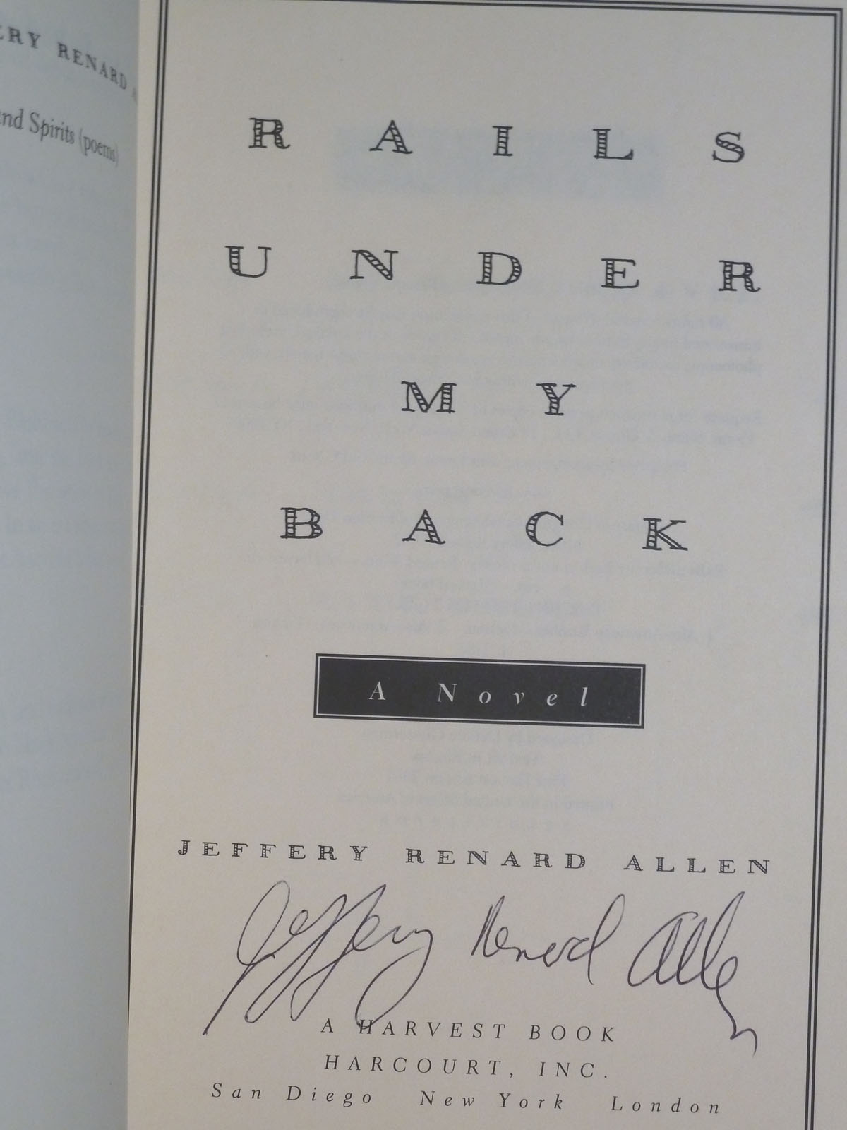 Rails Under My Back by Jeffery Renard Allen