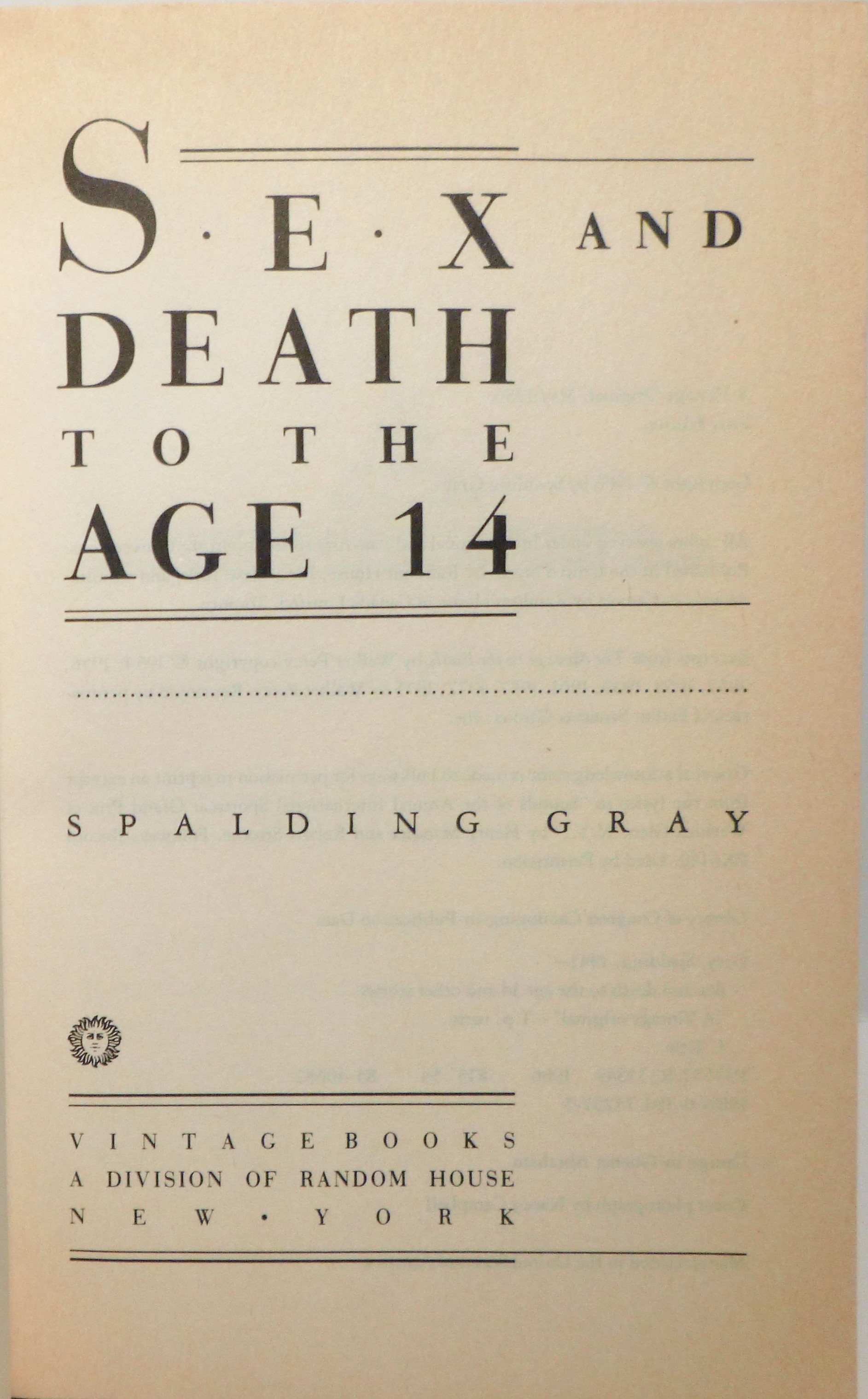 Sex And Death To The Age 14